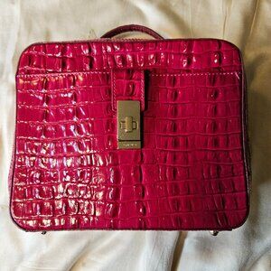 NWT Brahmin Evie La Scala Fuchsia Croc Embossed Satchel Gold Hardware